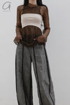 SWAYING/KNIT Crease Cocoon Wide Leg Pants SW22AW3B28 Grey PS51